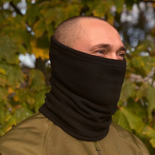 Бафф флісовий зимовий M-KET Чорний військовий тактичний захисний шарф маска із затяжкою розмір універсальний