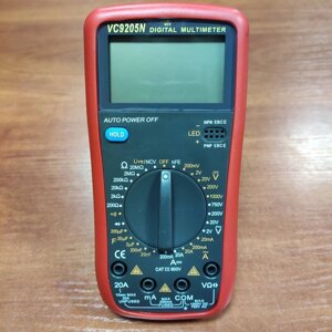 Цифровий професійний мультиметр VC9205N портативний тестер вольтметр для продзвінки та вимірювання зі звуком (45205)