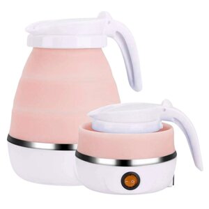 Електричний дорожній чайник SmartTech Foldable Kettle Pink складаний силіконовий на 0,6 л дисковий з автовідключенням