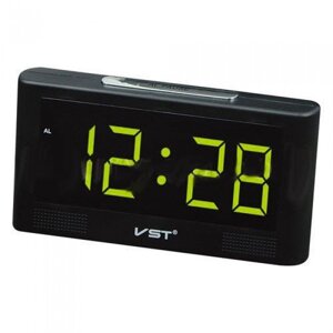 Електронний дзеркальний настільний годинник LED Alarm Clock VST 732Y цифровий з зеленою підсвіткою і будильником