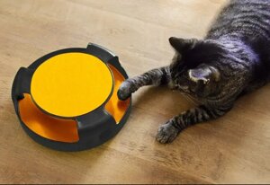 Кігтеточка лежанка для кішок PURLOV 5404 "Злови мишку" Чорний з жовтим інтерактивна іграшка для кішок колесо з мишкою