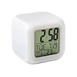 Настільний електронний годинник хамелеон з підсвіткою і термометром Color Change будильник і нічник на 7 кольорів