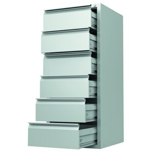 Шафа офісна картотечна Emby CF-570-6 металева файлова для зберігання документації із замком на 6 секцій розміри