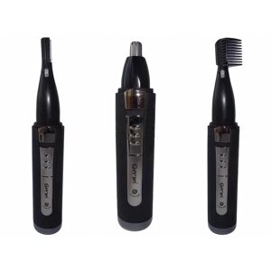 Тример для носа та вух + бритва для окантовки з насадкою 2 в 1 Gemei GM-3109 Black акумуляторний 3 Вт, зарядка від