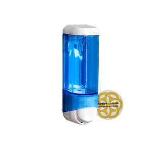 Дозатор з пластику для мила 250мл, настінний, синій з білою кнопкою Afacan Plastik