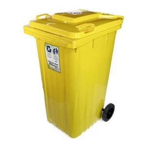 Бак для збору сміття 240 л на 2-х колесах, ударостійкий ABS пластик, жовтий Afacan Plastik