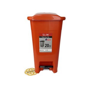 Пластиковий контейнер для сміття з педаллю 20 Л, помаранчевий Afacan Plastik