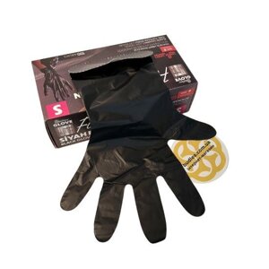 Щільні одноразові медичні рукавички Flex, TPE, чорний, S, 100 шт Reflex