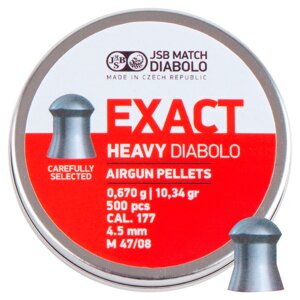 Кулі пневматичні JSB Diabolo Exact Heavy. Кал. 4.52 мм. Вага - 0.67 р. 500 шт/уп
