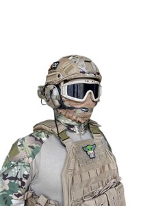 Балістичний сертифікований шолом, каска КЕВЛАРОВИЙ FAST Helmet NIJ IIIA NATO Навушники Earmor M31чебурашки