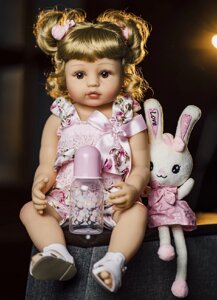 Лялька Реборн Reborn блондинка NPK DOLL силіконова 55 см