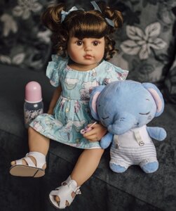 Лялька Реборн Reborn брюнетка NPK DOLL силіконова 55 см