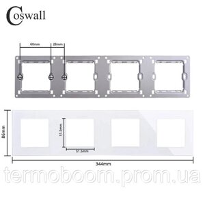 Рамка четверна для розеток та вимикачів Coswell біла пластик