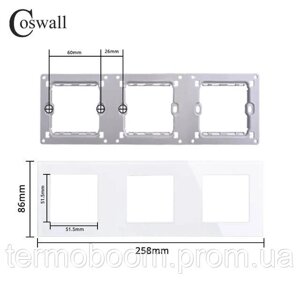 Рамка потрійна для розеток та вимикачів Coswell біла пластик