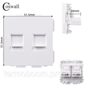 Розетка Coswell комп’ютерна RJ45 біла подвійна