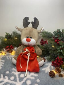 М'яка іграшка різдвяний олень із мішком