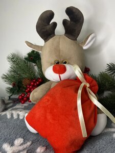 М’яка іграшка різдвяний олень з мішком