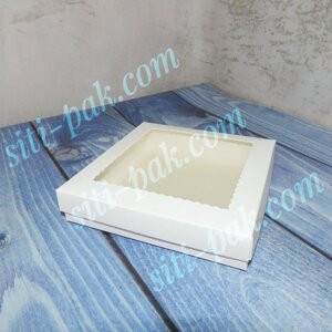 Коробка з вікном біла 150*150*30мм (кришка-дно)