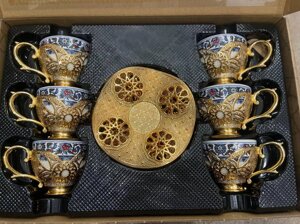 Набір турецьких чашок для кави 6 шт. Золото