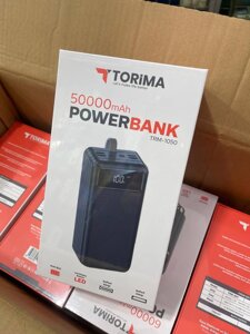 Power Bank Torima TRM-1050 50000 mAh з вбудованими кабелями (Black)