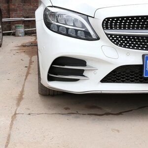 Хромовані накладки на бокові рештки переднього бампера для Mercedes-Benz C- Class W205 C180L C260 C300 19-2021