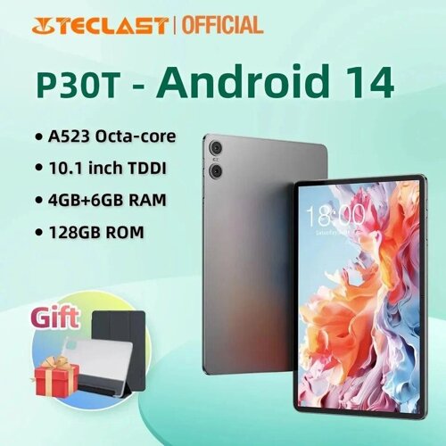 Планшет Teclast P30T Android 14 Tablet 10.1" 8-core 4GB+6GB RAM 128GB ROM Wi-Fi 6+подарунок чохол