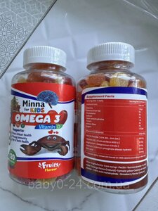Дитячий DHA Омега-3 з Вітаміном Д3 120шт Minna for kids DHA Omega-3s with Vitamin D3