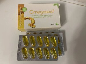 Omegaseef Омега-3,6, 9, лляна олія, олія Бораго, вітамін Е. 30капсул. Виробництво: Вавилон.