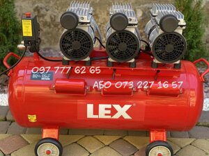 Компресор Lex 80 л, 2.8 кВт, 220 В, 7 атм, 420 л/хв, малошумний, безоливний, 6 циліндрів
