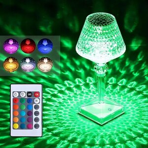 Акумуляторна настільна лампа-нічник VHG SN02 з пультом RGB Нічник Crystal Table Lamp