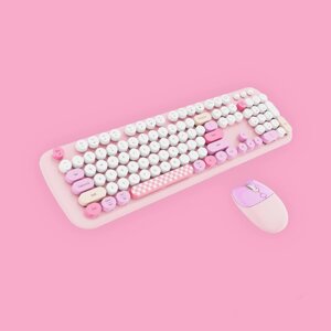 Комплект бездротовий VHG Geezer Pink, клавіатура + миша