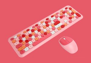 Комплект бездротовий VHG Mofii 666 Pink, клавіатура + миша