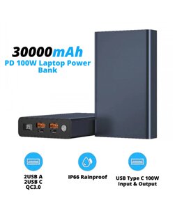 УМБ для ноутбука, телефону VHG JS13 30000 mAh QC3.0 PD100W Laptop Power Bank Black