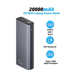УМБ для ноутбука, телефону VHG T105P 20000 mAh QC3.0 PD65W Laptop Power Bank Dark Blue
