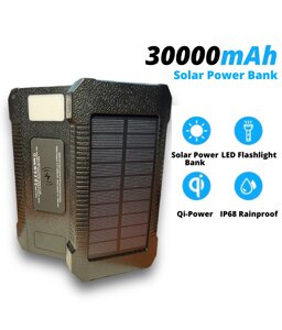 УМБ із сонячною панеллю VHG DN36 30000 mAh Wireless Solar Power Charger, Black