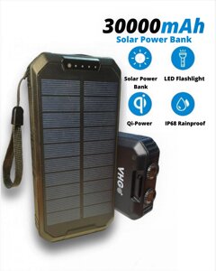 УМБ із сонячною панеллю VHG DN49 30000 mAh Wireless Solar Power Charger, Black