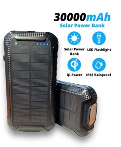 УМБ із сонячною панеллю VHG DN56 30000 mAh QC3.0+PD18W Portable Solar Charger Wireless, Black