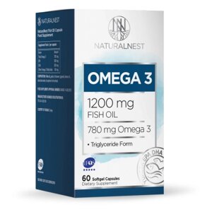 Дієтична добавка "Omega 3 з риб'ячим жиром" NATURALNEST 60 желатинових капсул