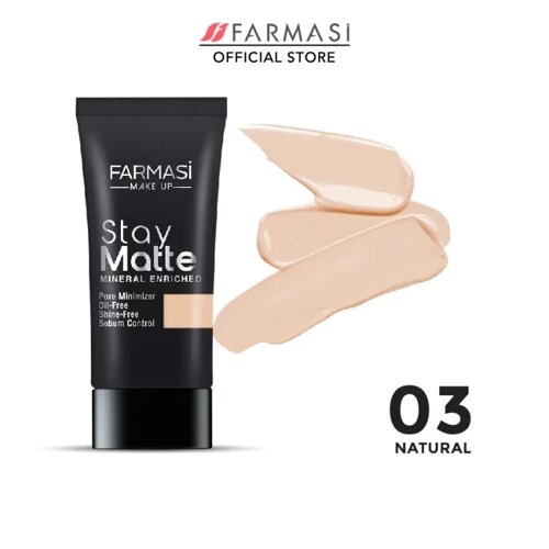 Матувальний мінеральний тональний крем Stay Matte 03 Натуральний/Natural, Make Up Farmasi, 30 мл