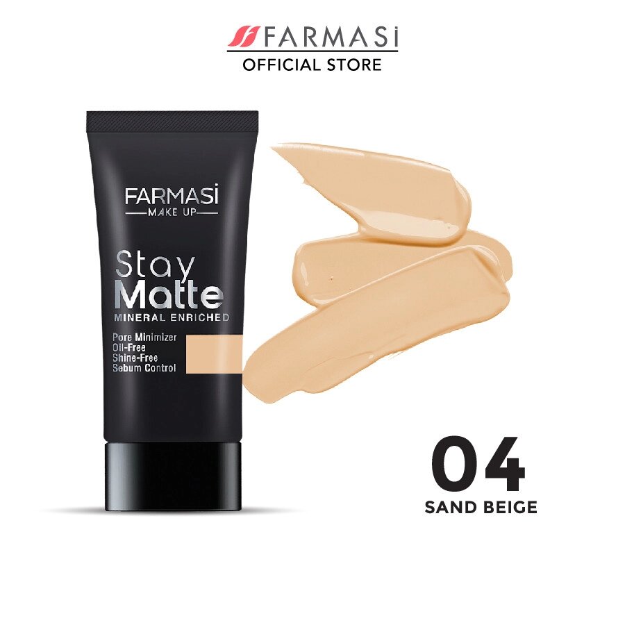 Матувальний мінеральний тональний крем Stay Matte 04 Пісочно-бежевий/Sand Beige, Make Up Farmasi, 30 мл від компанії Інжир - фото 1