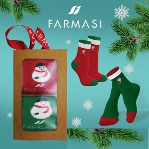Подарунковий Новорічний набір шкарпеток 2 пари, 38-40/40-44 в пакованні Farmasi