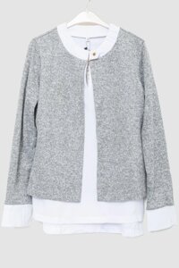 Блуза жіноча обманка -уцінка, колір сіро-білий, 230R53-2-U-4