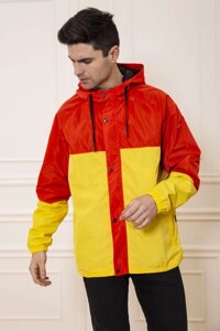 Куртка-ветровка чоловіча з капюшоном, колір Червоно-жовтий, 131R069-12