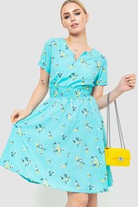 Сукня з квітковим принтом, колір бірюзовий, 230R1007-1