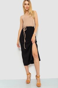 Сукня-сарафан повсякденний двокольоровий, колір бежево-чорний, 102R337