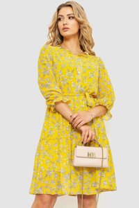 Сукня шифонова на підкладці, колір жовтий, 230R023-13