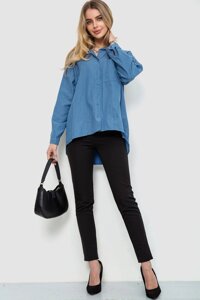 Сорочка жіноча вільна однотонна, колір джинс, 246R3977