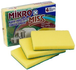 Губка для посуду індустріальна MIKRO MISS 4 шт