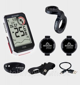 Sigma Sport ROX 4.0 Sensor Set White GPS Велокомп'ютер + Пульсометр + Датчик швидкості + Датчик каденсу + Кріплення