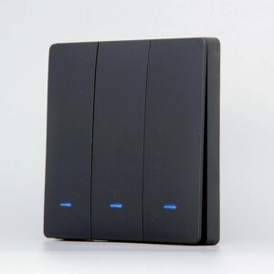 Wi-Fi вимикач Tuya чорний (3 клавіші, без нуля)
